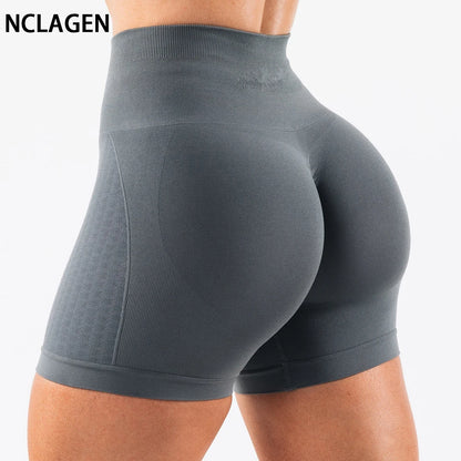 NCLAGEN Women's Seamless Gym Yoga Shorts