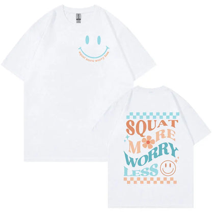 'Squat More Worry Less' Weightlifting Oversized T-shirt