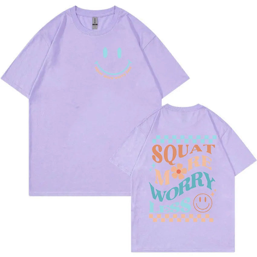 'Squat More Worry Less' Weightlifting Oversized T-shirt